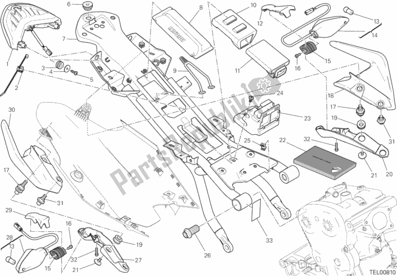 Todas as partes de Quadro Traseiro Comp. Do Ducati Monster 1200 USA 2016